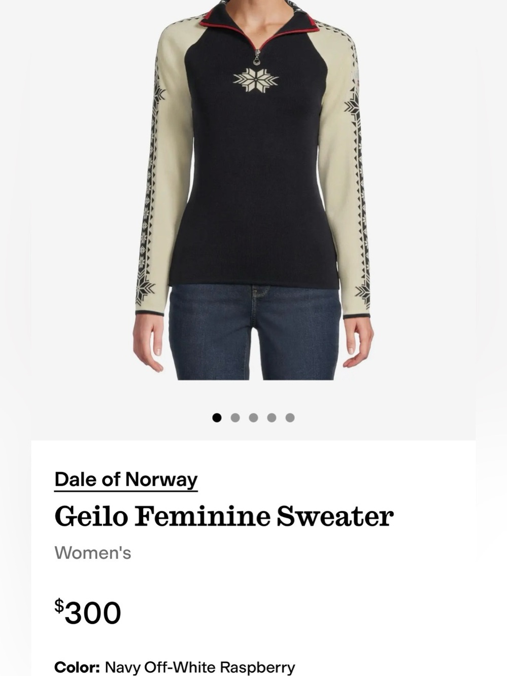 EUC Dale of Norway Geilo Size Large (L) Quarter-Zip Navy, Cream Red Sweater - Picture 12 of 16